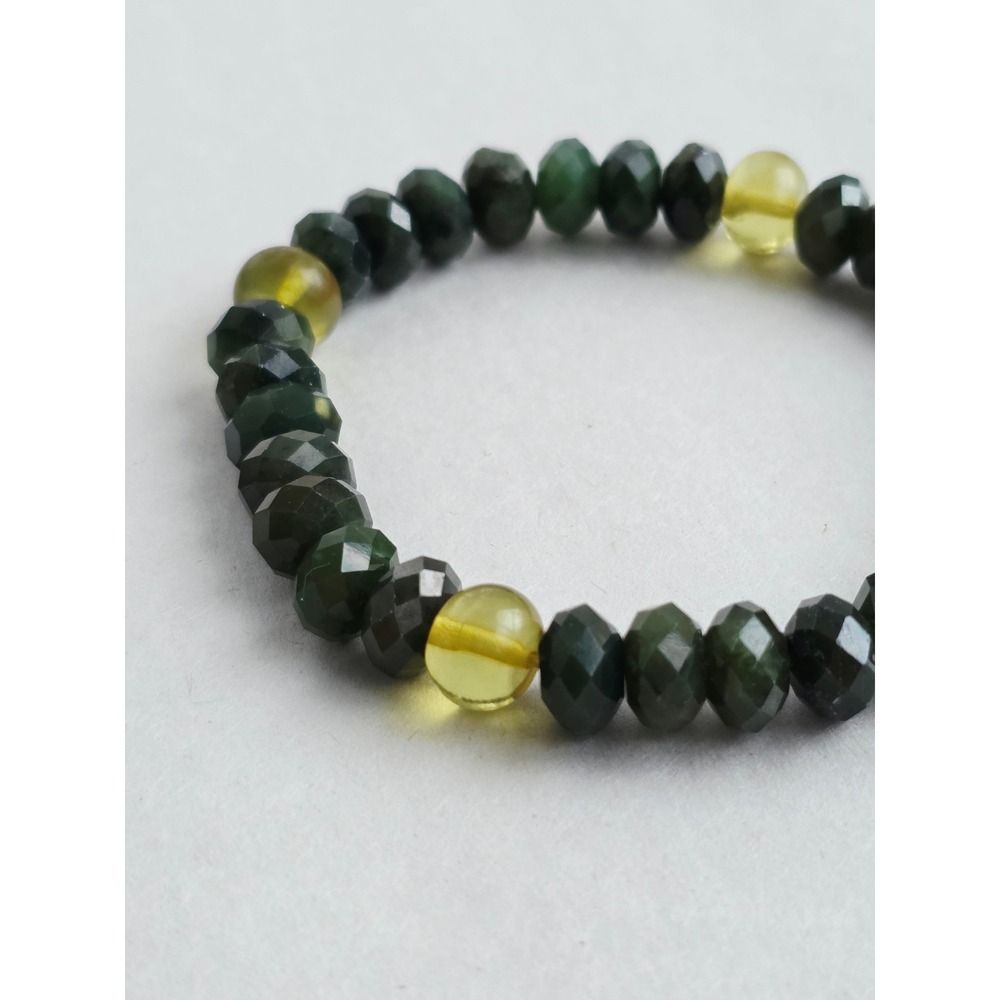 Jay King DTR 925 Sterling Silver Green Faceted Gemstone Stretchy Bead Bracelet